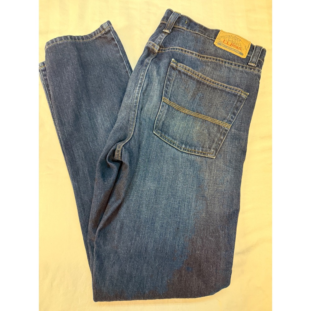 LL Bean Standard Fit Mens Jeans 33x34 Dark Wash Straight Leg Classic Quality